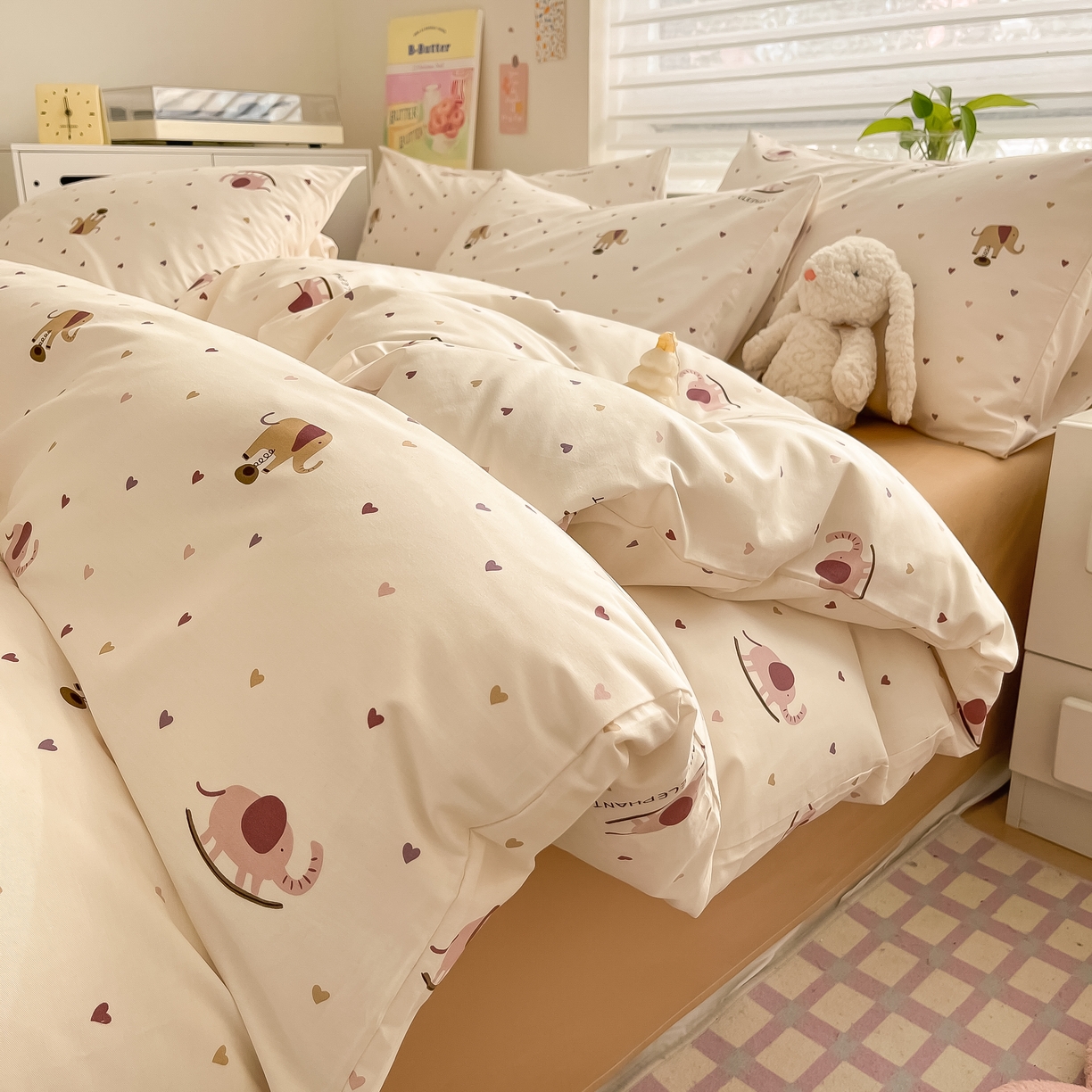 91家纺网 家纺一手货源 找家纺 柠馨 2025新款13372全棉床单床笠枕套被套单品系列-单被套 小象乐园