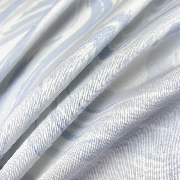 91家纺网 家纺一手货源 找家纺 【直播爆款】A类全棉数码印花四件套纯棉轻奢风长绒棉床单被套条纹床上用品 SM浮影-沁水蓝