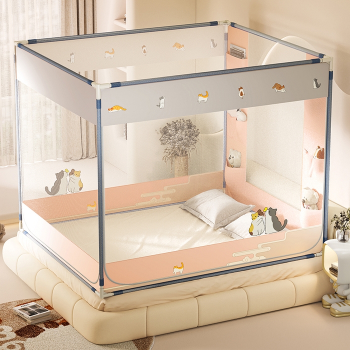 91家纺网 家纺一手货源 找家纺 青竹苑 2025新款口袋款外穿防摔坐床蚊帐 故宫喵