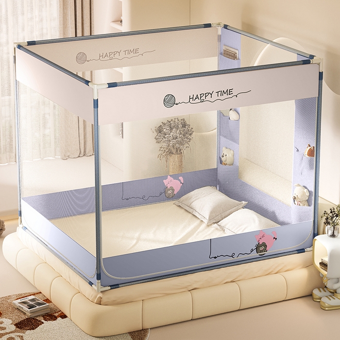 91家纺网 家纺一手货源 找家纺 青竹苑 2025新款口袋款外穿防摔坐床蚊帐 毛线喵