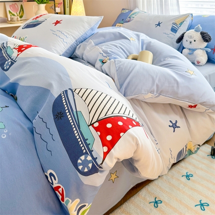 91家纺网 家纺一手货源 找家纺 名兮家居 2025年新款13372全棉印花四件套-卡通系列 星夜号