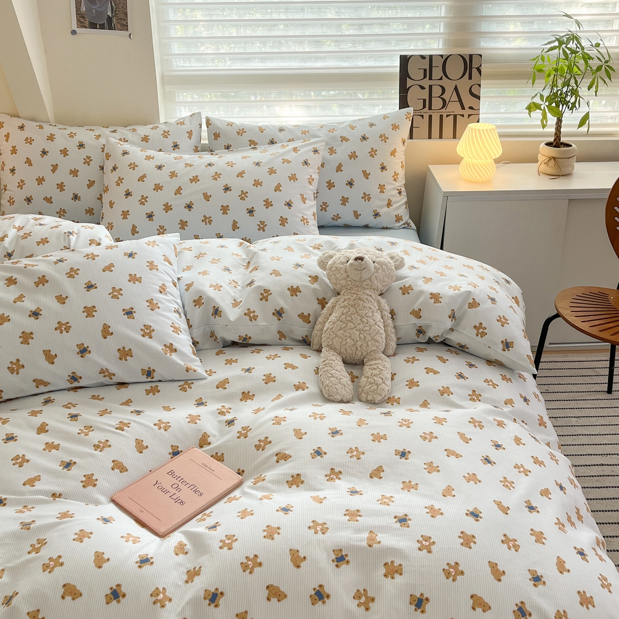 91家纺网 家纺一手货源 找家纺 柠馨 2025新款13372全棉床单床笠枕套被套单品系列-单被套 哈皮熊