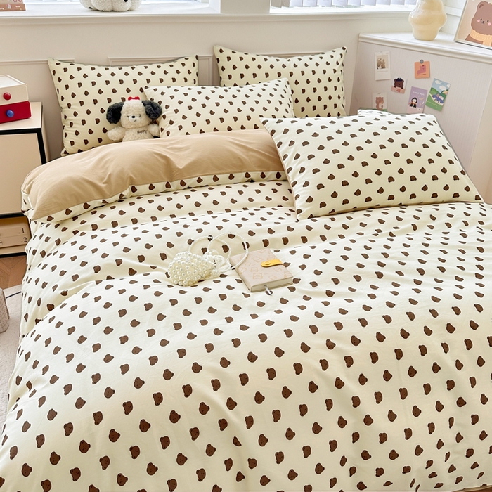 91家纺网 家纺一手货源 找家纺 柠馨 2025新款13372全棉床单床笠枕套被套单品系列-单被套 卡夫熊