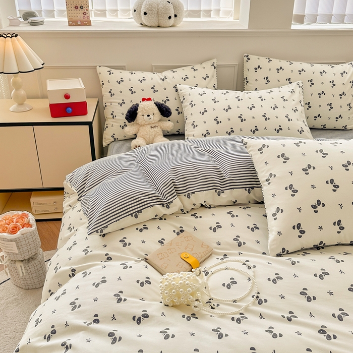 91家纺网 家纺一手货源 找家纺 柠馨 2025新款13372全棉床单床笠枕套被套单品系列-单被套 大眼萌