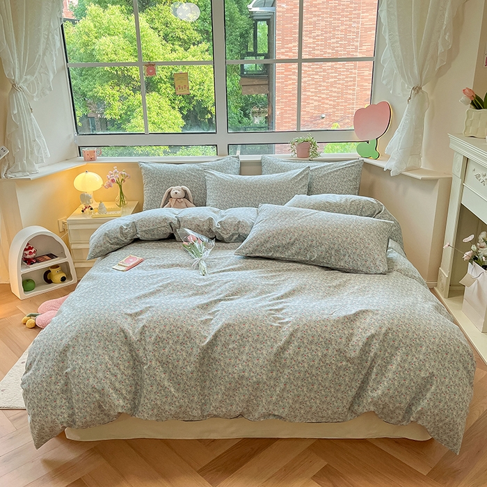 91家纺网 家纺一手货源 找家纺 柠馨 2025新款13372全棉床单床笠枕套被套单品系列-单被套 如曼