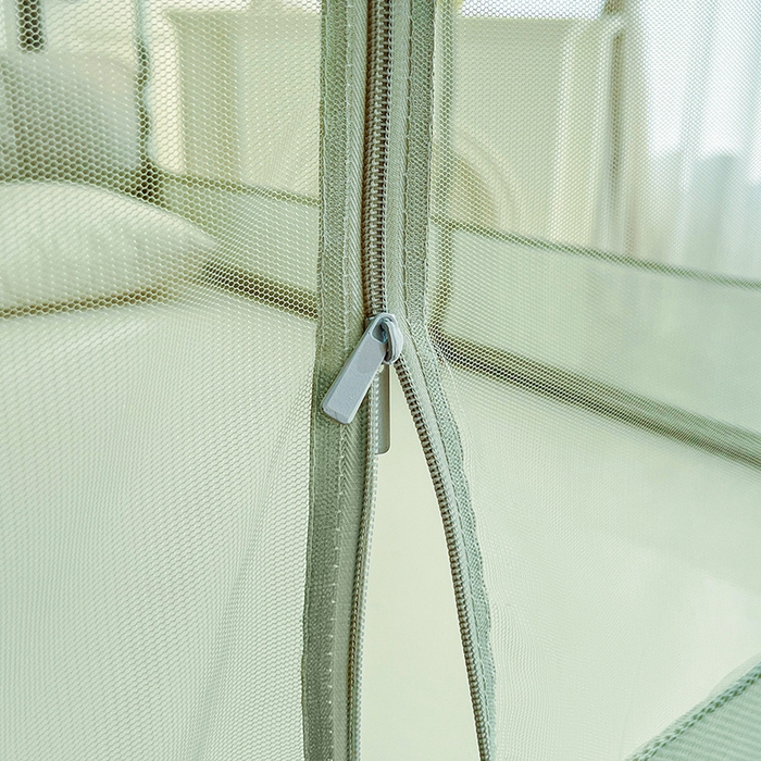 91家纺网 家纺一手货源 找家纺 青竹苑 2025新款紫荆花床笠式坐床防摔蚊帐 薄荷绿