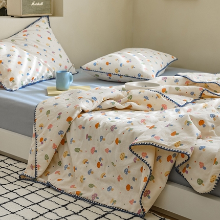 买家秀 爆款不断货A类母婴级双层纱大豆被子春秋被秋冬被大豆纤维被子被芯空调被20%大豆被子夏被夏凉被 多彩蘑菇