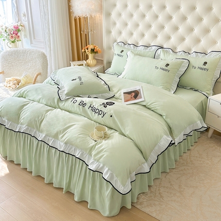 91家纺网 家纺一手货源 找家纺 逸尚阁 2025新款蕾娜系列四件套（提供买家秀） 蕾娜-青绿