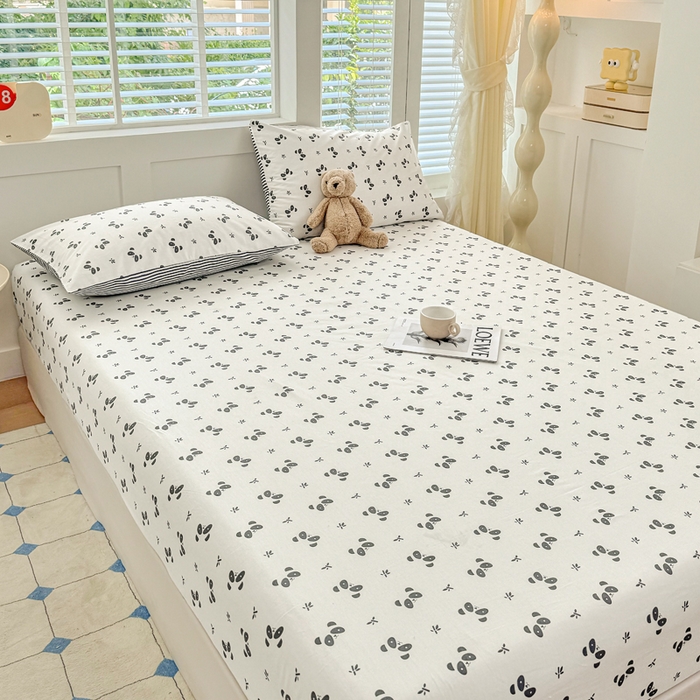 91家纺网 家纺一手货源 找家纺 柠馨 2025新款13372全棉床单床笠枕套被套单品系列-单床笠 大眼萌