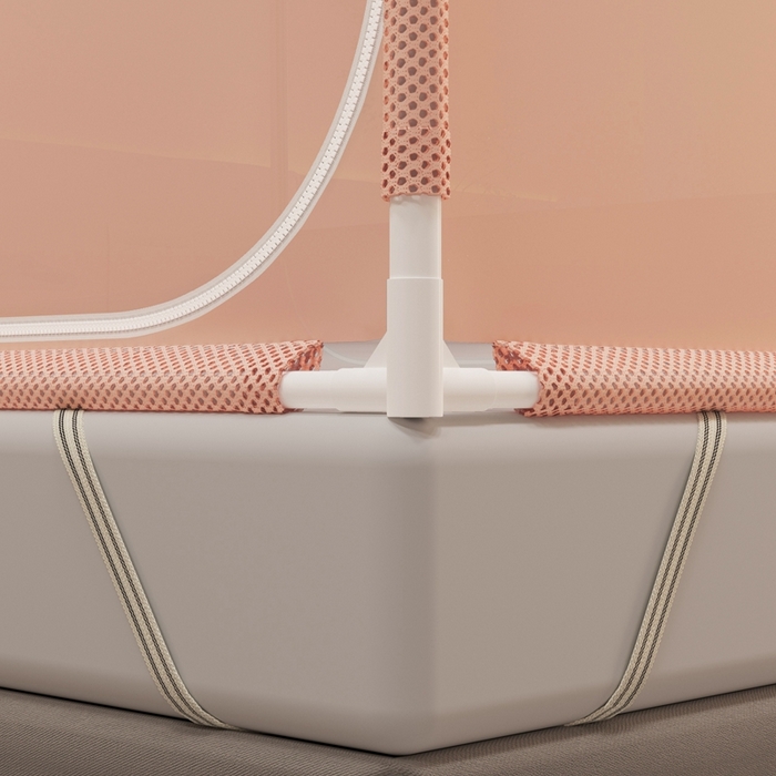 91家纺网 家纺一手货源 找家纺 青竹苑 2025新款双门全底外穿坐床式蚊帐儿童防摔防蚊拉链方帐 纯色字母-可爱粉