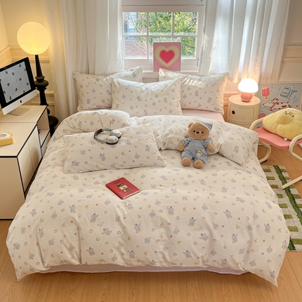 博雅 2025新款全棉A类双层纱四件套 小象鸭