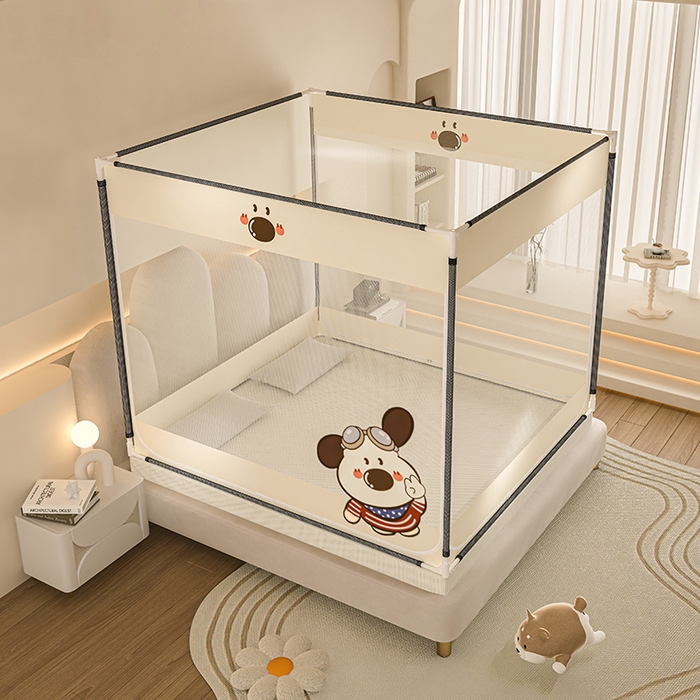 91家纺网 家纺一手货源 找家纺 青竹苑 2025新款烫画外穿防摔坐床蚊帐 星际狗狗