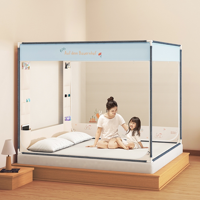 91家纺网 家纺一手货源 找家纺 青竹苑 2025新款口袋款外穿防摔坐床蚊帐 萝卜小兔兔