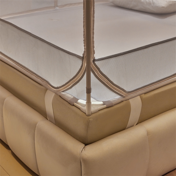 91家纺网 家纺一手货源 找家纺 青竹苑 2025新款花边TU拉链外穿全底坐床蚊帐 月光灰