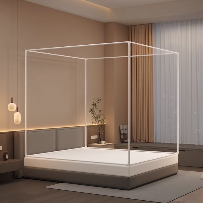 91家纺网 家纺一手货源 找家纺 （总）青竹苑 2025新款双门全底外穿坐床式蚊帐儿童防摔防蚊拉链方帐