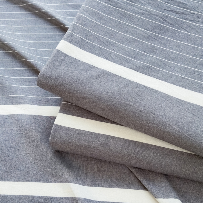 91家纺网 家纺一手货源 找家纺 柠萌家居 2025新款无印风全棉色织A类母婴级纯棉水洗棉床单 光阴灰