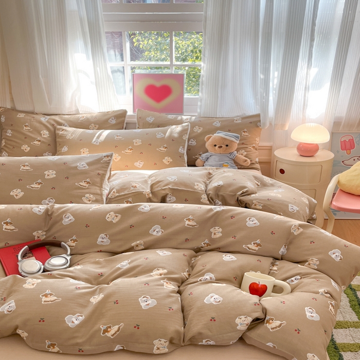 91家纺网 家纺一手货源 找家纺 博雅 2025新款全棉A类双层纱四件套 可可旺仔