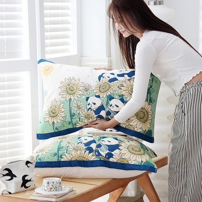 91家纺网 家纺一手货源 找家纺 （总）朴尔家纺-毛巾被 2025新款萌萌系八层纯棉加厚纱布枕巾