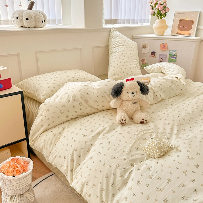 91家纺网 家纺一手货源 找家纺 柠馨 2025新款13372全棉学生三件套单人宿舍三件套四件套 倾心