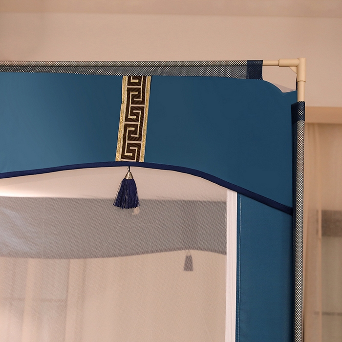 91家纺网 家纺一手货源 找家纺 青竹苑 2025新款外穿中式坐床全底防摔蚊帐 清茵绿