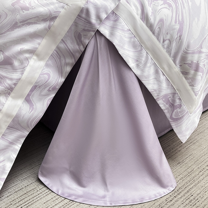 91家纺网 家纺一手货源 找家纺 【直播爆款】A类全棉数码印花四件套纯棉轻奢风长绒棉床单被套条纹床上用品 SM浮影-风信紫