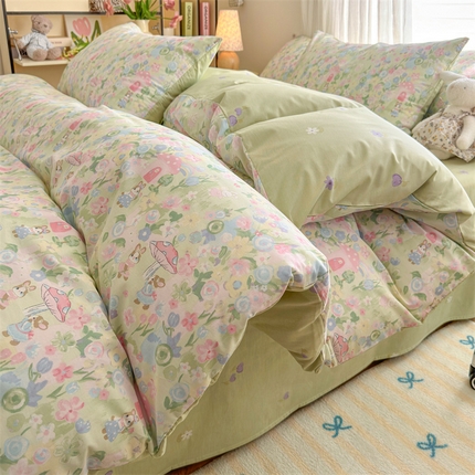 名兮家居 2025年新款13372全棉印花四件套-卡通系列 花花世界