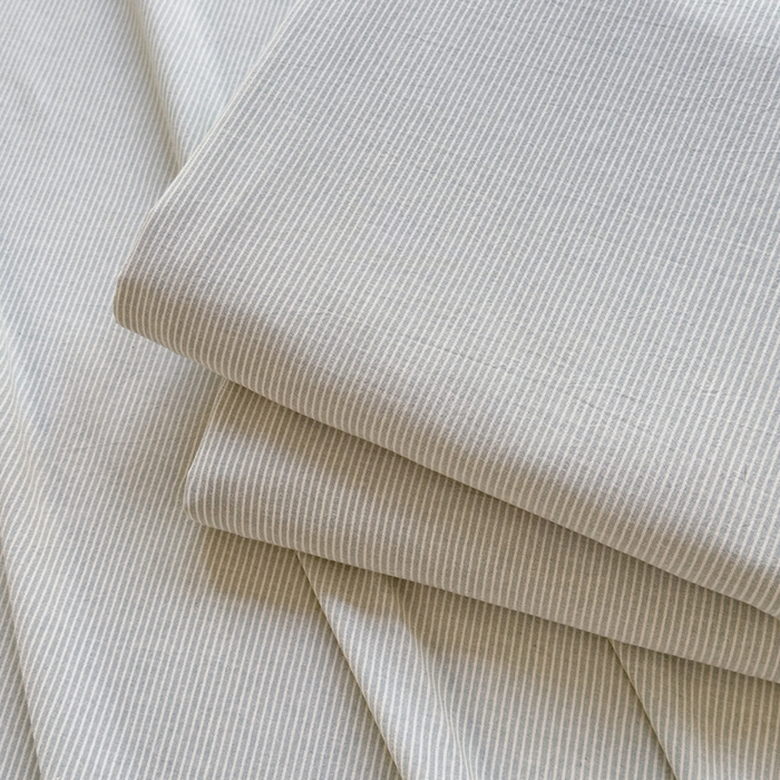 91家纺网 家纺一手货源 找家纺 柠萌家居 2025新款无印风全棉色织A类母婴级纯棉水洗棉床单 绿极细条