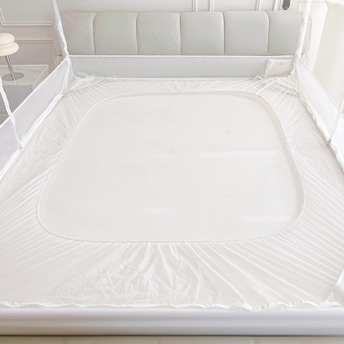 91家纺网 家纺一手货源 找家纺 青竹苑 2025新款紫荆花床笠式坐床防摔蚊帐 奶昔白