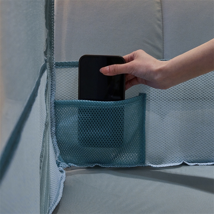 91家纺网 家纺一手货源 找家纺 青竹苑 2025新款花边TU拉链外穿全底坐床蚊帐 海洋蓝