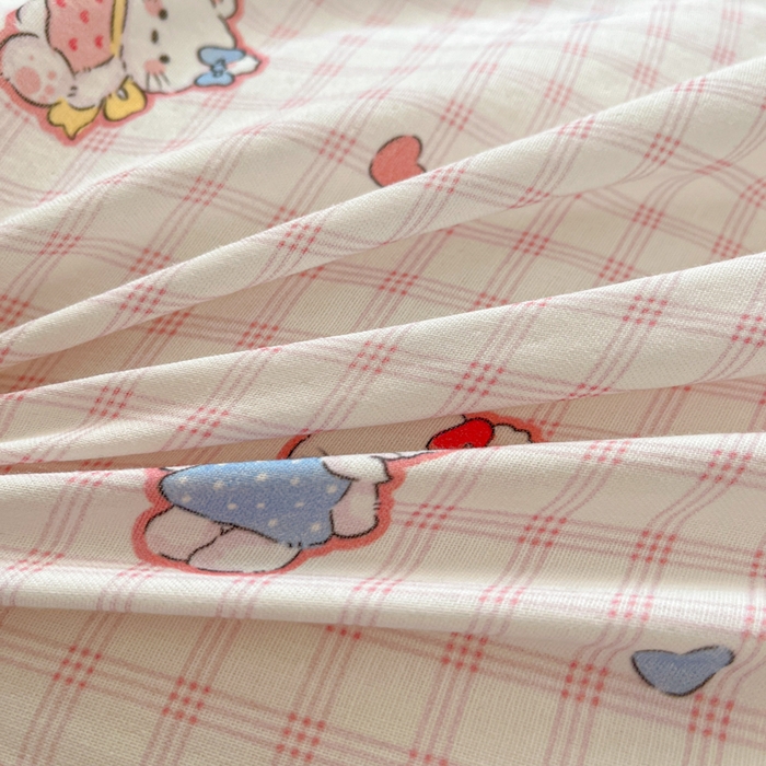 91家纺网 家纺一手货源 找家纺 博雅 2025新款全棉A类双层纱四件套 趣多猫