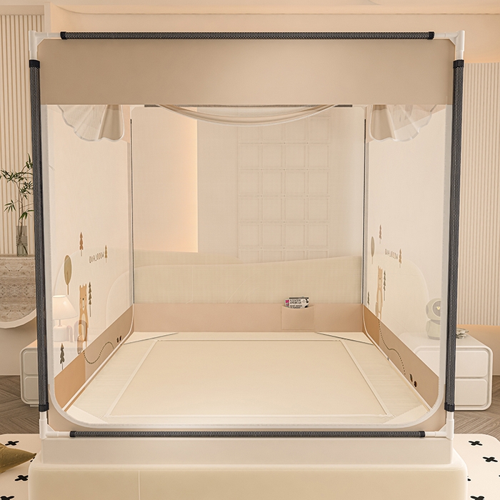 91家纺网 家纺一手货源 找家纺 青竹苑 2025新款帐纱印花外穿坐床防摔蚊帐 森林里的熊先生