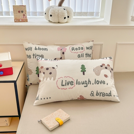 91家纺网 家纺一手货源 找家纺 （总）柠馨 2025新款13372全棉床单床笠枕套被套单品系列-单枕套