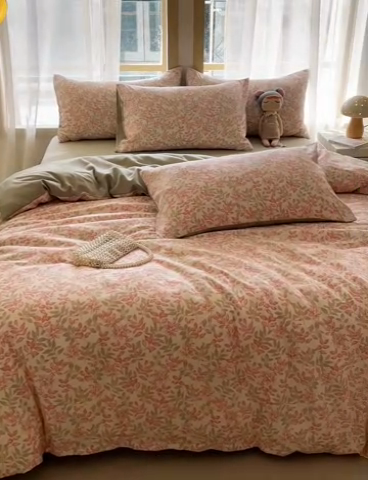 91家纺网 家纺一手货源 找家纺 仟网汇 2025新款针织双层纱AB版四件套 美嘉