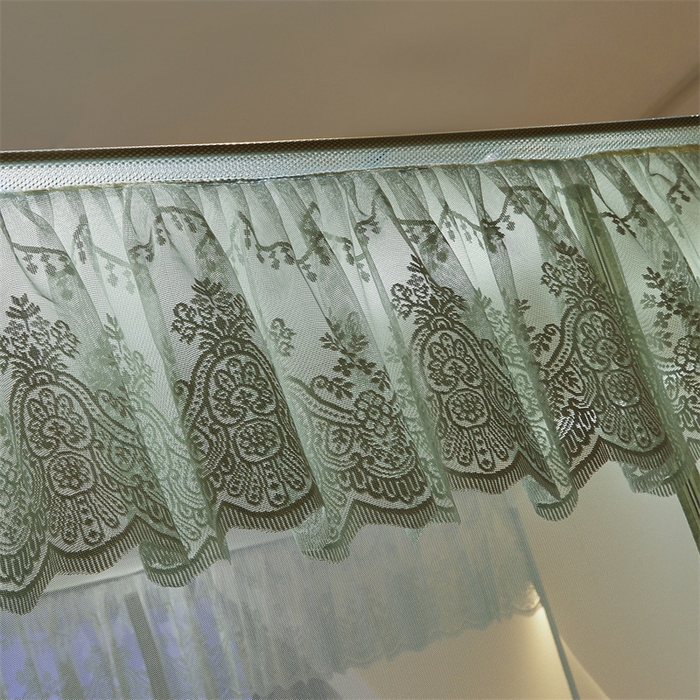 91家纺网 家纺一手货源 找家纺 青竹苑 2025新款花边TU拉链外穿全底坐床蚊帐 抹茶绿