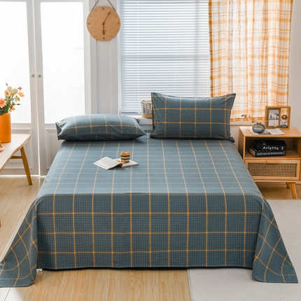 柠萌家居 2025新款无印风全棉色织A类母婴级纯棉水洗棉床单 瓦尔灰