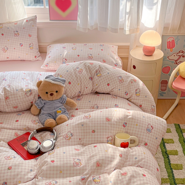 91家纺网 家纺一手货源 找家纺 博雅 2025新款全棉A类双层纱四件套 趣多猫