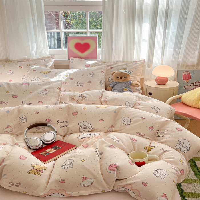 91家纺网 家纺一手货源 找家纺 （总）博雅 2025新款全棉A类双层纱四件套