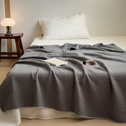 席世家四层纱布毯 深碳灰