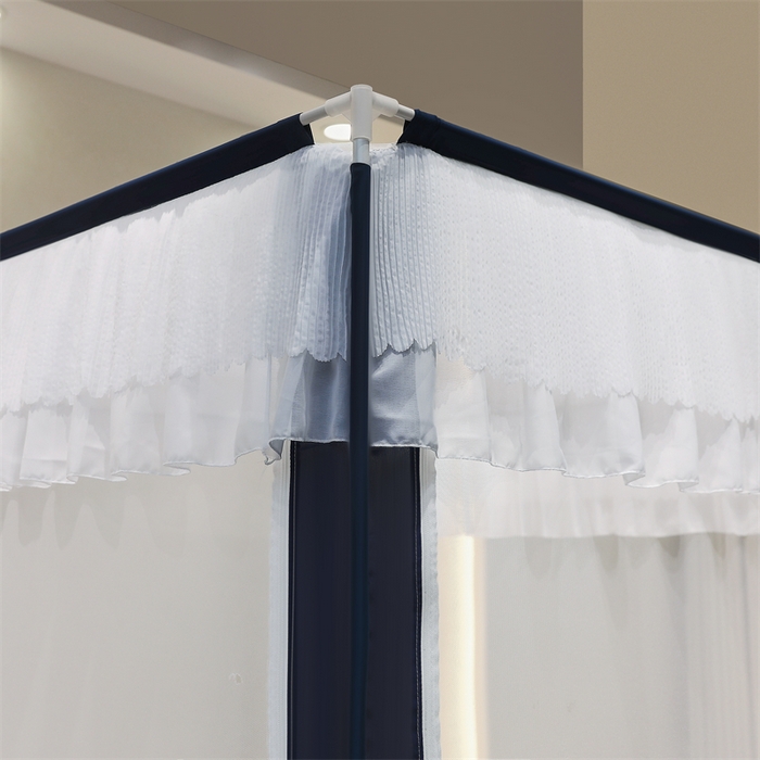 91家纺网 家纺一手货源 找家纺 青竹苑 2025新款双层雪纺边回底外穿坐床 宾利蓝