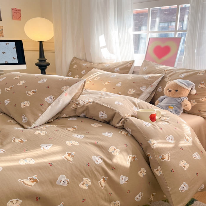 91家纺网 家纺一手货源 找家纺 博雅 2025新款全棉A类双层纱四件套 可可旺仔