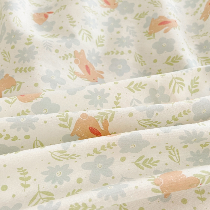 91家纺网 家纺一手货源 找家纺 柠馨 2025新款13372全棉床单床笠枕套被套单品系列-单床笠 欢乐兔