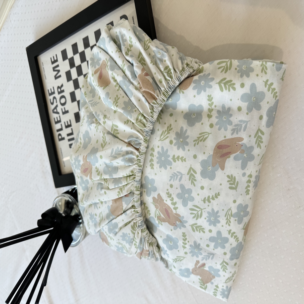 91家纺网 家纺一手货源 找家纺 柠馨 2025新款13372全棉床单床笠枕套被套单品系列-单床笠 欢乐兔