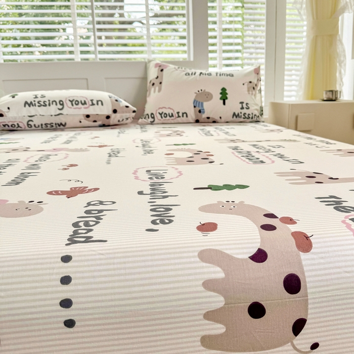 91家纺网 家纺一手货源 找家纺 柠馨 2025新款13372全棉床单床笠枕套被套单品系列-单床笠 梦幻小鹿