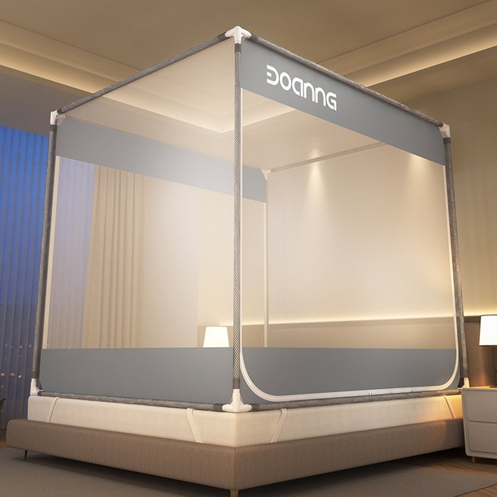 91家纺网 家纺一手货源 找家纺 （总）青竹苑 2025新款双门全底外穿坐床式蚊帐儿童防摔防蚊拉链方帐