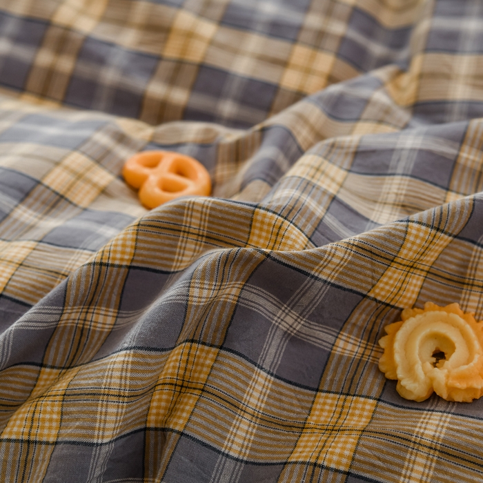 91家纺网 家纺一手货源 找家纺 柠萌家居 2025新款无印风全棉色织A类母婴级纯棉水洗棉床单 芳华灰