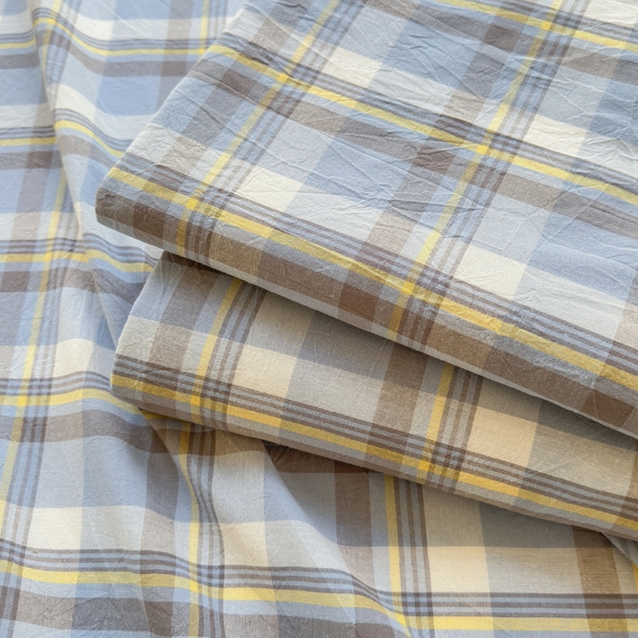 91家纺网 家纺一手货源 找家纺 柠萌家居 2025新款无印风全棉色织A类母婴级纯棉水洗棉床单 简兮蓝