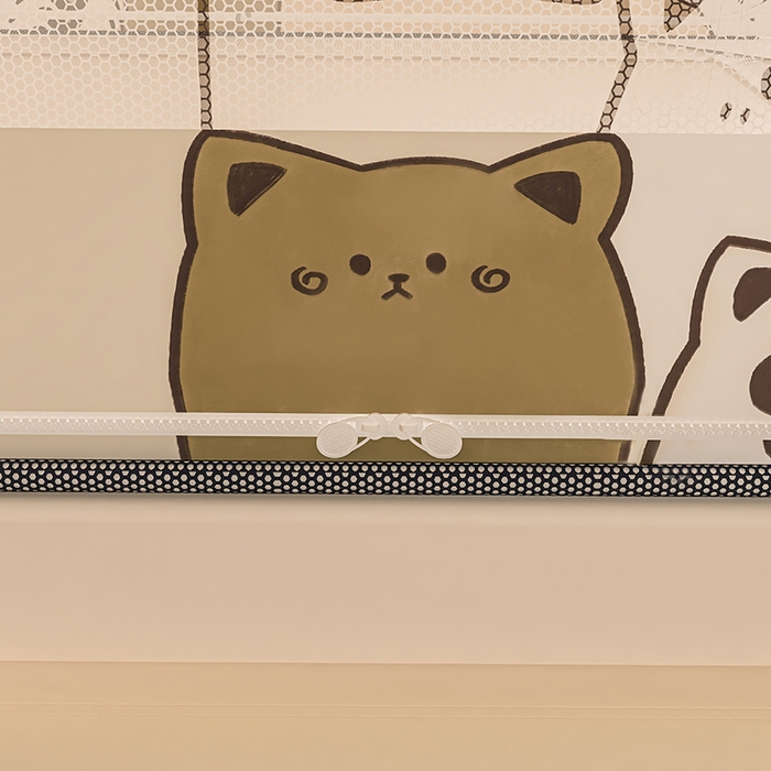 91家纺网 家纺一手货源 找家纺 青竹苑 2025新款帐纱印花外穿坐床防摔蚊帐 萌宠出道