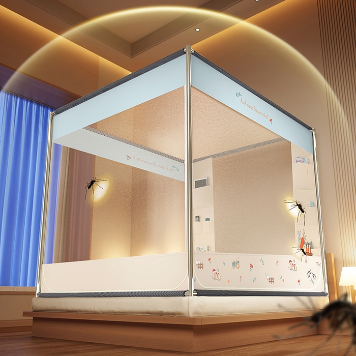 91家纺网 家纺一手货源 找家纺 青竹苑 2025新款口袋款外穿防摔坐床蚊帐 萝卜小兔兔