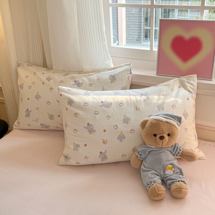 91家纺网 家纺一手货源 找家纺 博雅 2025新款全棉A类双层纱四件套 小象鸭