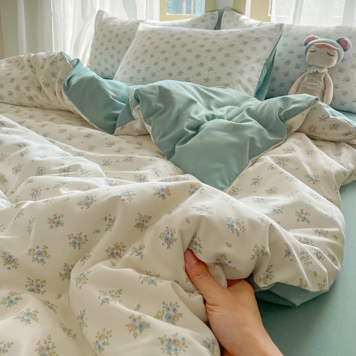 91家纺网 家纺一手货源 找家纺 仟网汇 2025新款针织双层纱AB版四件套 情书